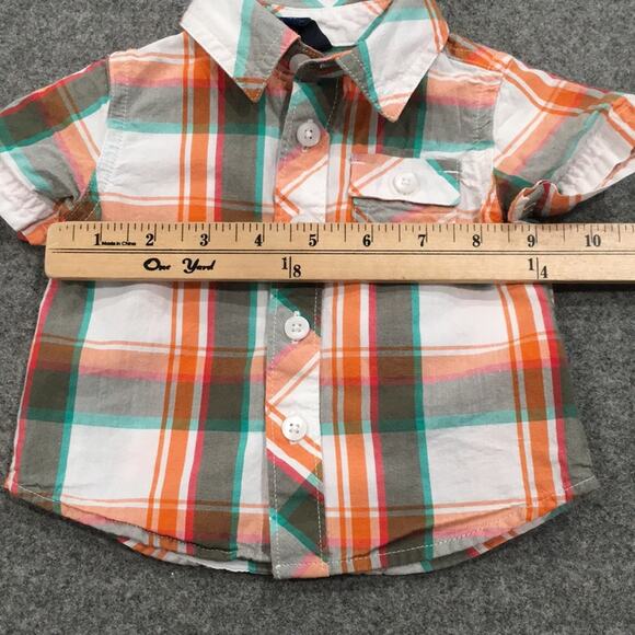 Old Navy Baby Boy Sz 0-3M Plaid Button‎ Shirt 100% Cotton Western Cowboy Preppy - Picture 6 of 7